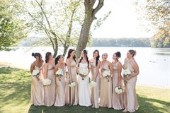 White Roses & White Stock Bridesmaid Bouquet