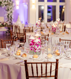 Orchid Cylinders with Floating Candles