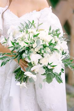 All White Garden Style Bridal Bouquet