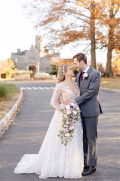 Purple Roses Cascading Bridal Bouquet
