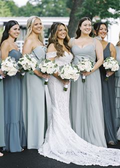 White Roses & White Lisianthus Bridesmaid Bouquet