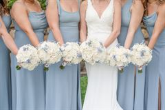 White & Baby Blue Bridesmaid Bouquets