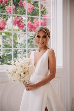 Ranunculus & White Peony Bridal Bouquet - Round Clutch Style