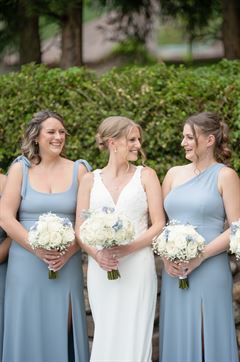Baby Blue Delphinium & Roses Bridal Bouquet - Round Clutch Style