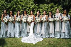 White Roses & Spray Roses Cascading Bridesmaid Bouquet