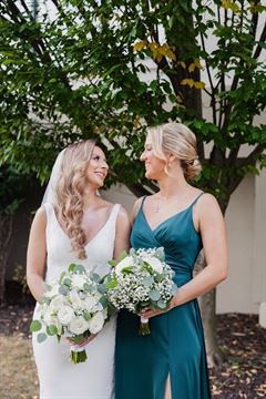 White Roses & Dusty Miller Bridesmaid Bouquet