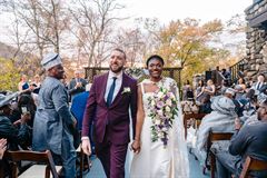 Shades of Purple Cascading Bridal Bouquet