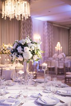 All White Tall Wedding Centerpiece