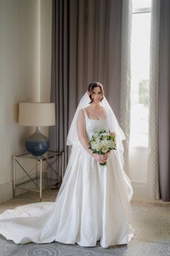 White Freesia & Rose Bridal Bouquet - Round Clutch Style