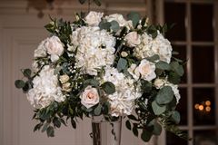 Roses & Eucalyptus Tall Wedding Centerpiece