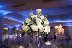 All White Tall Wedding Centerpiece