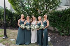 White Roses & Dusty Miller Bridesmaid Bouquet