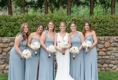 White & Baby Blue Bridesmaid Bouquets