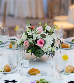 White & Pink Silver Pedestal